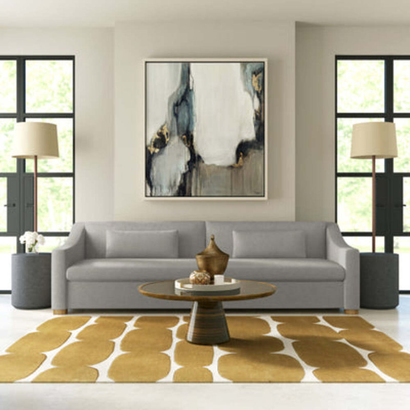Crosby Slope Arm Sofa, 32.5" H x 96" W x 38" D, Dark Brown, Pebble Weave Linen Alabaster