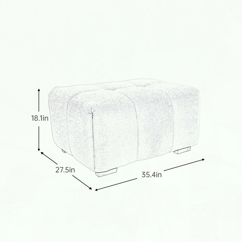 Modular Ottoman with High-Resilience Sponge Cushion, Green