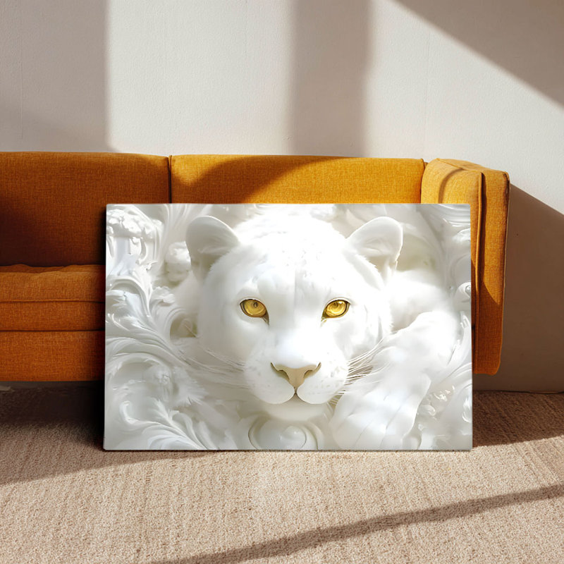 Sculpture sur toile White Panther, 32 * 24 pouces (80 * 60 * 2cm)