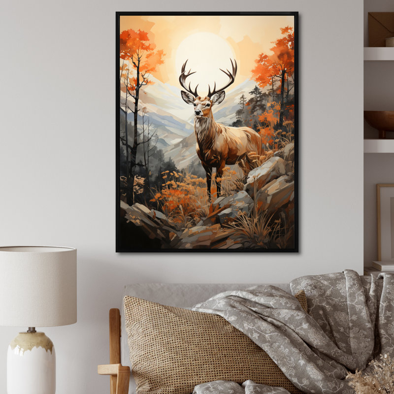 Mirach Deers Broan, paysage, H 32 po x l 24 po x P 1 po, Cadre flottant noir