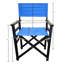 Ensemble de 2 chaises pliantes en bois - Chaise de réalisateur recouverte de toile bleue. Construction robuste. Prend en charge une charge importante. Facile à nettoyer et respirante. Pliable pour un transport et un rangement pratiques. Pour adultes. Profondeur : 58 cm, largeur : 51 cm.