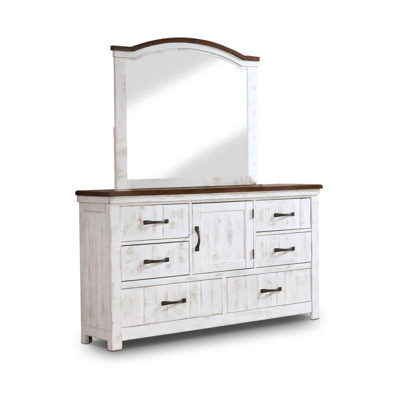 Commode combinée 6 tiroirs avec miroir Glass