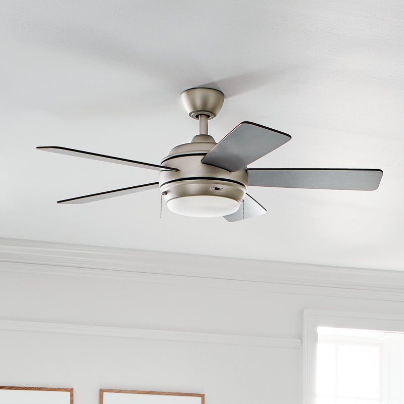 Ventilateur de plafond d'intérieur en nickel brossé Kichler Starkk, Nickel brossé avec pales argent