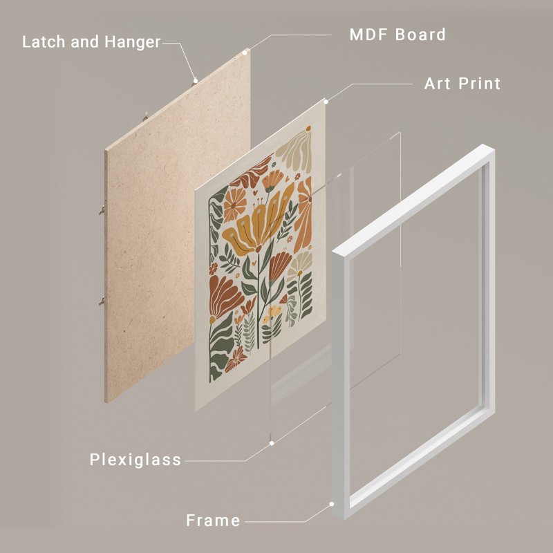 Art mural de salle de bain Mid-Century, Blanc, H 14 po x l 11 po