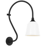 Thomas O'Brien, "Academy 15" Larrabee Barn Light in Matte Black with 8" White Rockhouse Shade