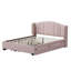 Lit plateforme tapissier avec tête de lit à oreilles, lit gigogne simple et 2 tiroirs-196637109