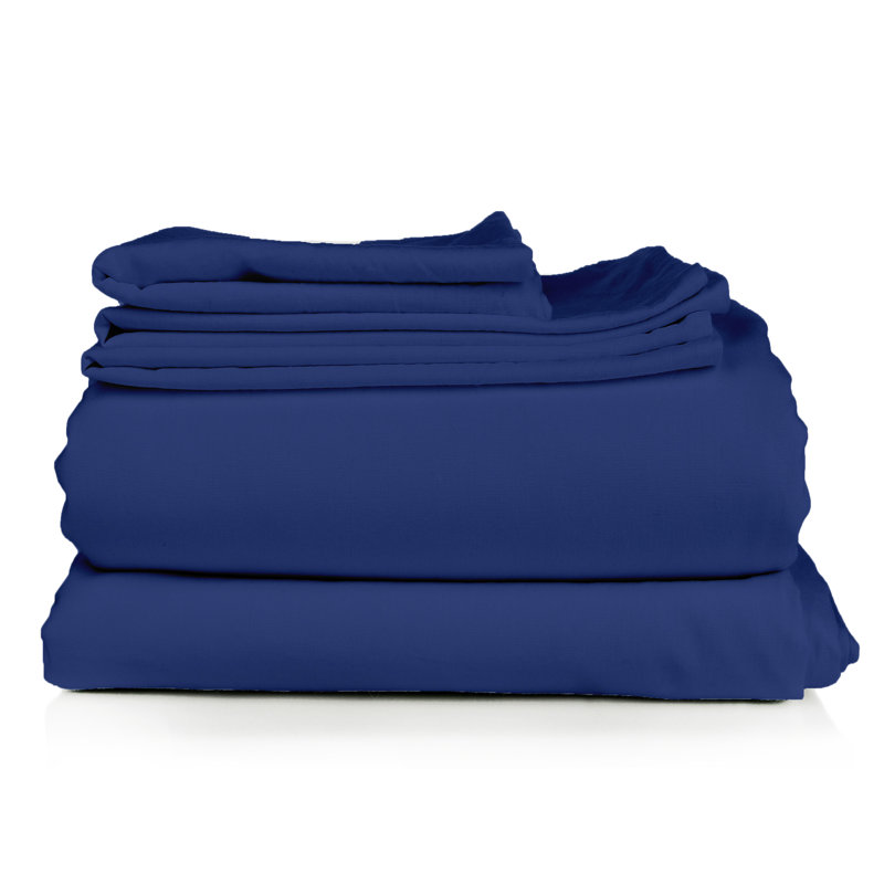 Ensemble de draps en micro-fibre, Ensemble de drap pour lit très grand avec drap-ho, Bleu royal