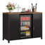 Bar à café cannelé de 53 po avec station de charge et mini-réfrigérateur - Convient au réfrigérateur de 19,7 po, au rangement pour le vin et au buffet avec support à vin pour la salle à manger (réfrigérateur non inclus)-129878014