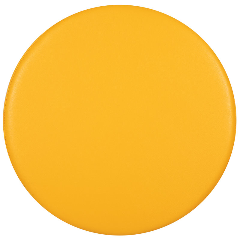 Yellow Plywood Round Classroom Ottoman with Leveling Glides