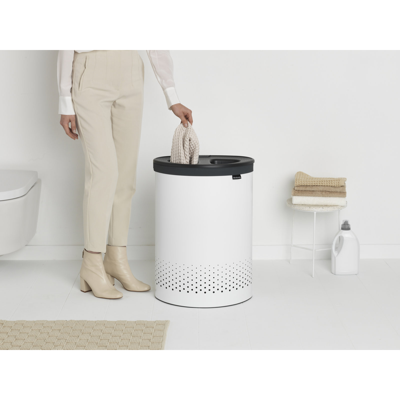Brabantia Dual Compartment Laundry Hamper, White