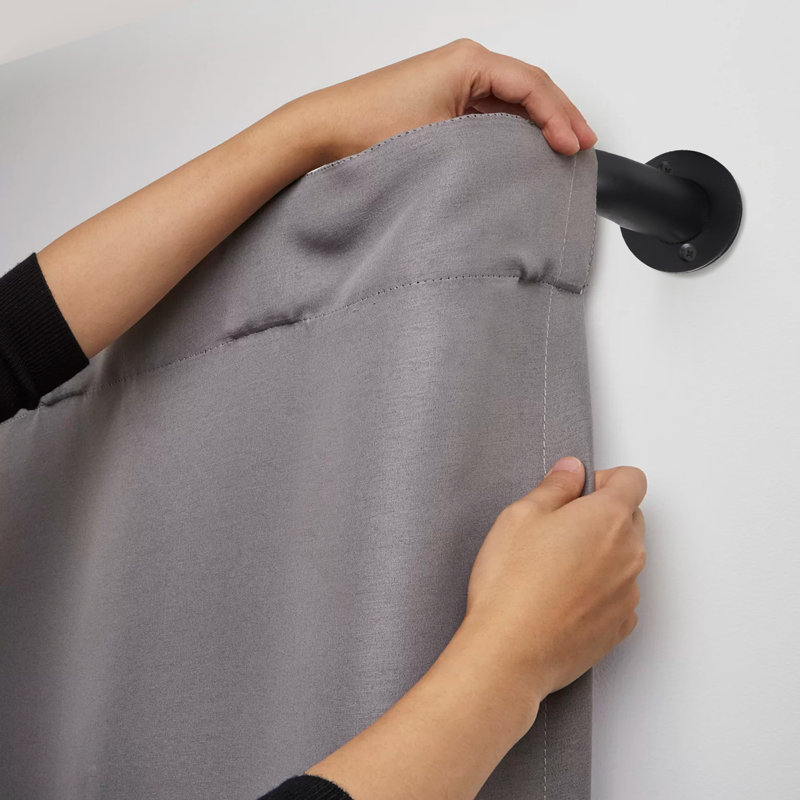 Blackout Extendable Curtain Pole & Hardware Set, Matte Black, 120cm - 210cm