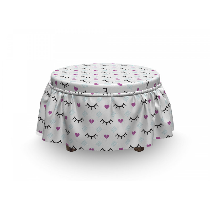 Ensemble de housse pour repose-pieds à coussins de boîte 2 pièces cils clin d’oeil