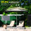Parasol extérieur gris de 10 pi avec fonction de parasol et résistance au vent du soleil