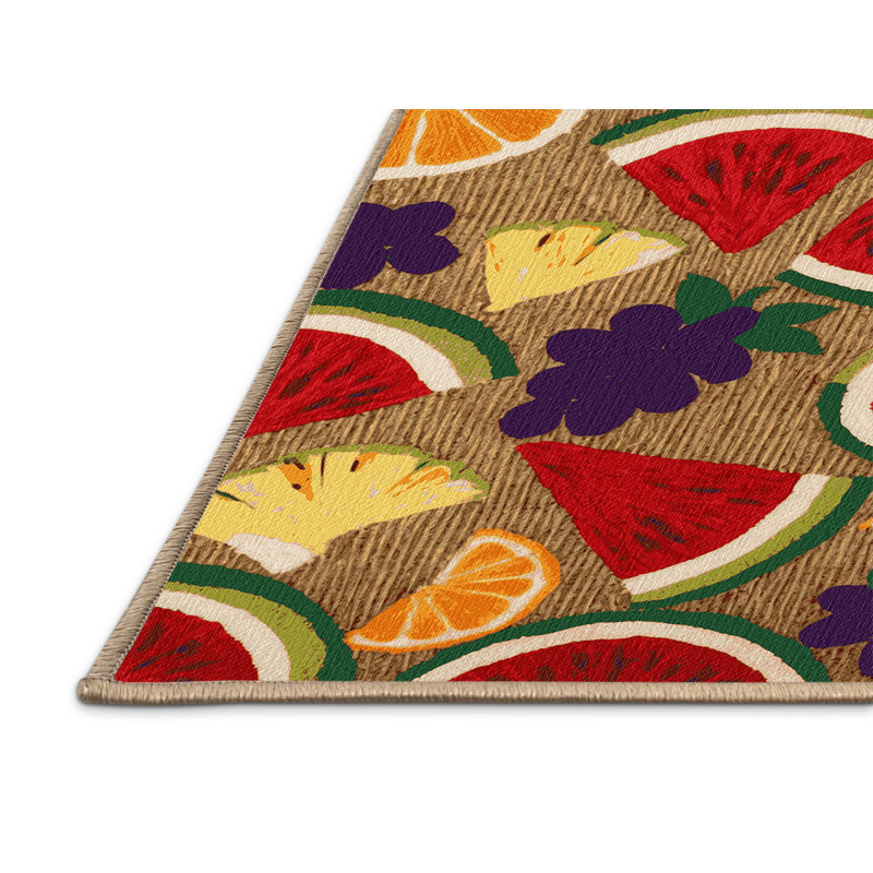  Tapis lavable avec salade de fruits et desserts, Rectangulaire 2 pi x 3 pi