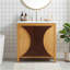 Meuble-lavabo de style moderne Mid-Century 30 po avec lavabo - Armoire autoportante en bois artistique avec 3 tiroirs et porte à fermeture en douceur, panneau à cannelures bicolore