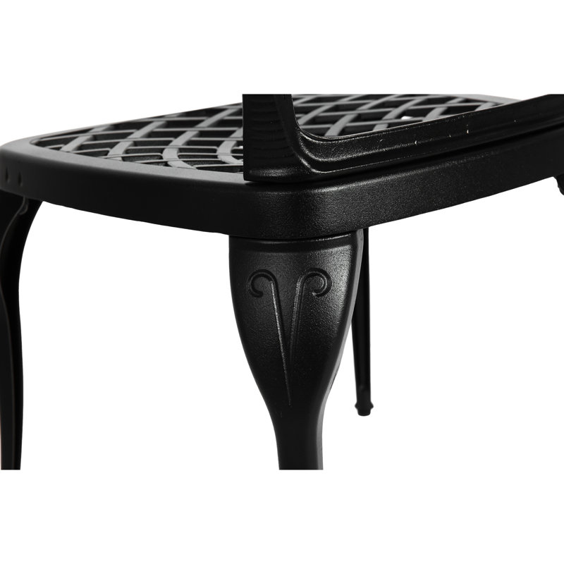Patio extérieur en aluminium coulé 3 pièces - 2 chaises et 1 coussin de table noir, conception classique, assemblage facile requis pour le patio, le jardin, le style 3 pièces du balcon, une cour paisible
