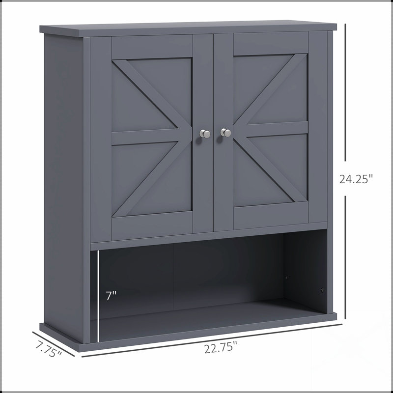 Armoire murale de salle de bain Farmhouse, murale avec tablette ouverte pour rangement organisé et charme rustique