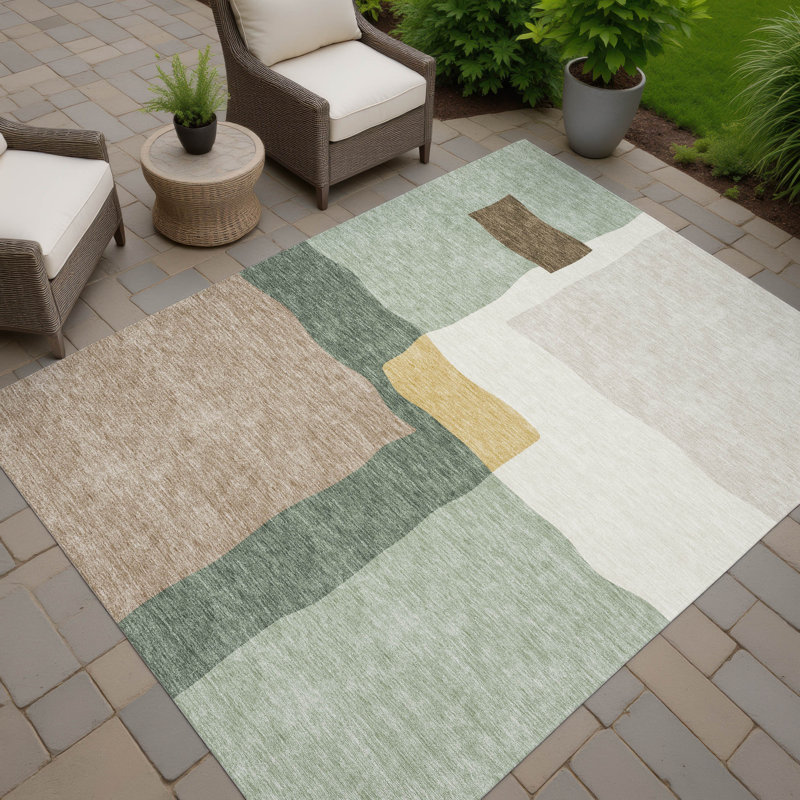 Machine Washable Indoor/Outdoor Kugler ACN2400 Abstract Rug, Rectangle 2'6" x 3'10"