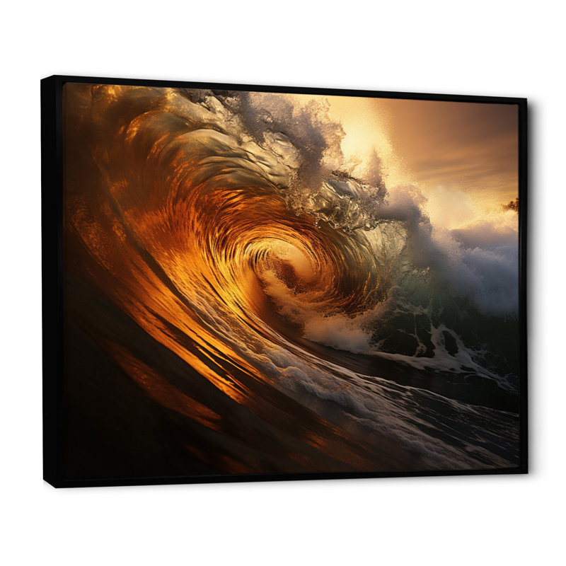 Vague photo surfeurs paradis II, 34" H x 44" W, Cadre flottant noir