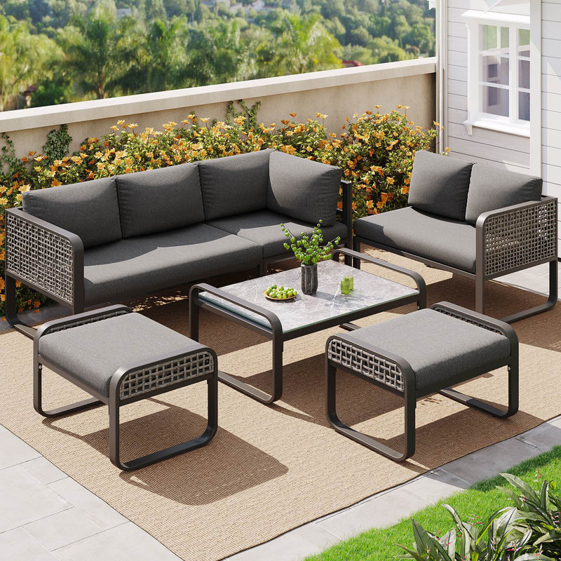 Outdoor 6 - Person Seating Group With Cushions