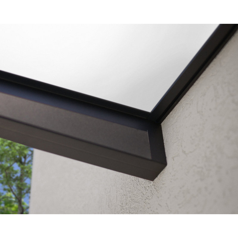 Palram - Canopia Sophia 3' 1" D Acrylic Mist/Gray Stationary Slope Door and Window Awning, 7" H x 63" W x 37" D