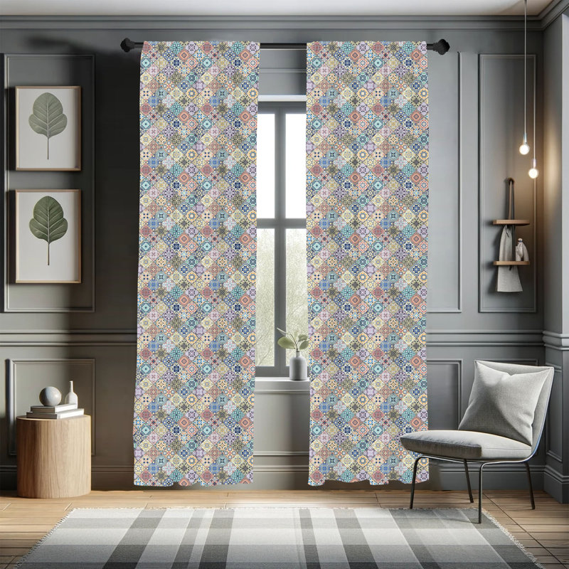 Patchwork Semi-Sheer Rod Pocket Curtain Panels, 28" x 84"