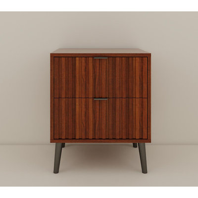 Table de chevet en bois avec 2 tiroirs