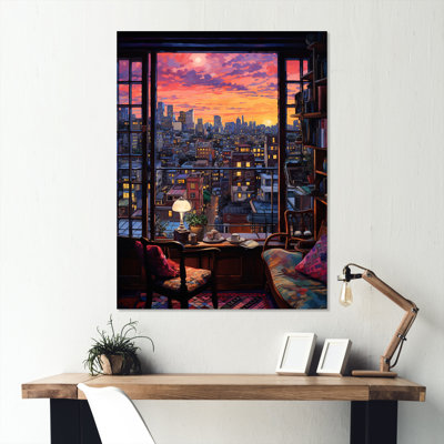 «Night In Tokyo Window View I - Japon», art mural en métal