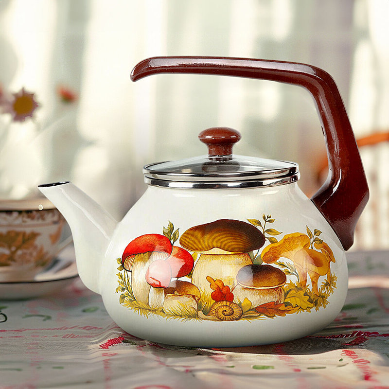 Bouilloire émaillée de 2,3 pte Champignons champêtre émaillé traditionnel