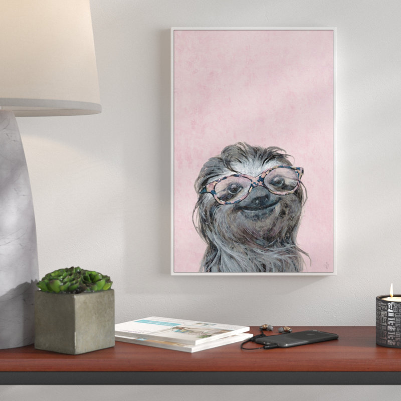 Triston «Sloth in Pink», reproduction sur toile encadrée, H 18 po x l 12 po x P 1,5 po