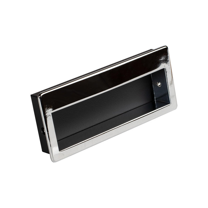 Paquet de 25 poignées encastrées en chrome poli avec intérieur noir Outwater - fabrication en acier lisse, longueur de 3,39 po