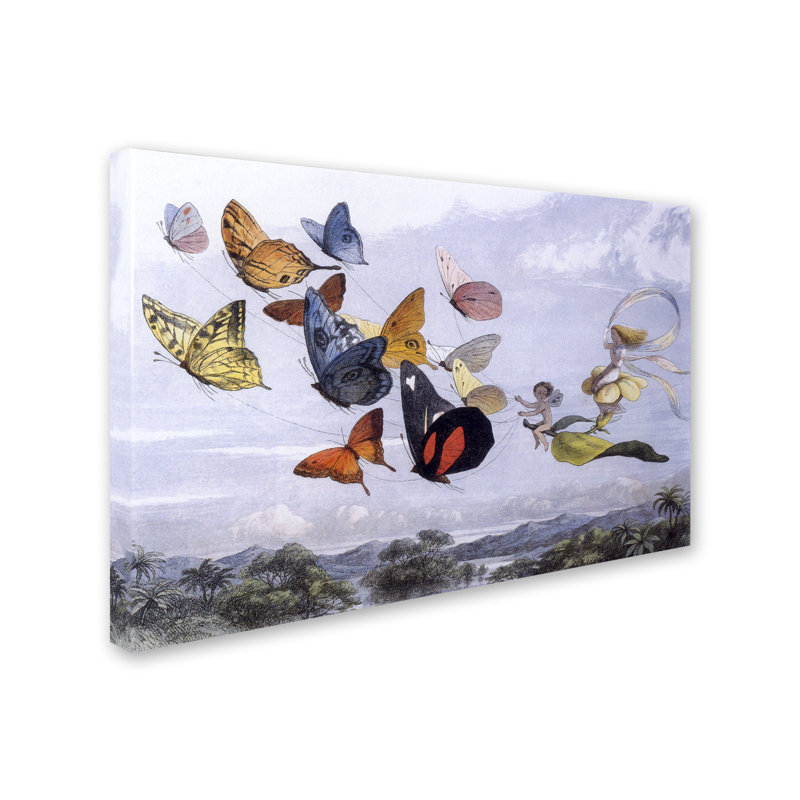 « fée papillons 1 », art mural sur toile tendue, H 12 po x l 19 po
