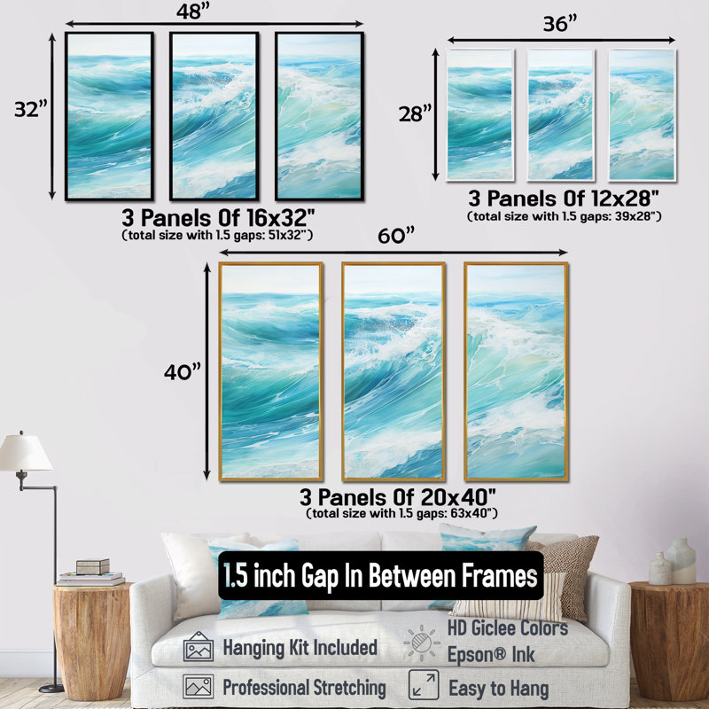 «Ocean Charm», art sur toile océanique, H 40 po x l 60 po x P 1 po, Cadre naturel flottant
