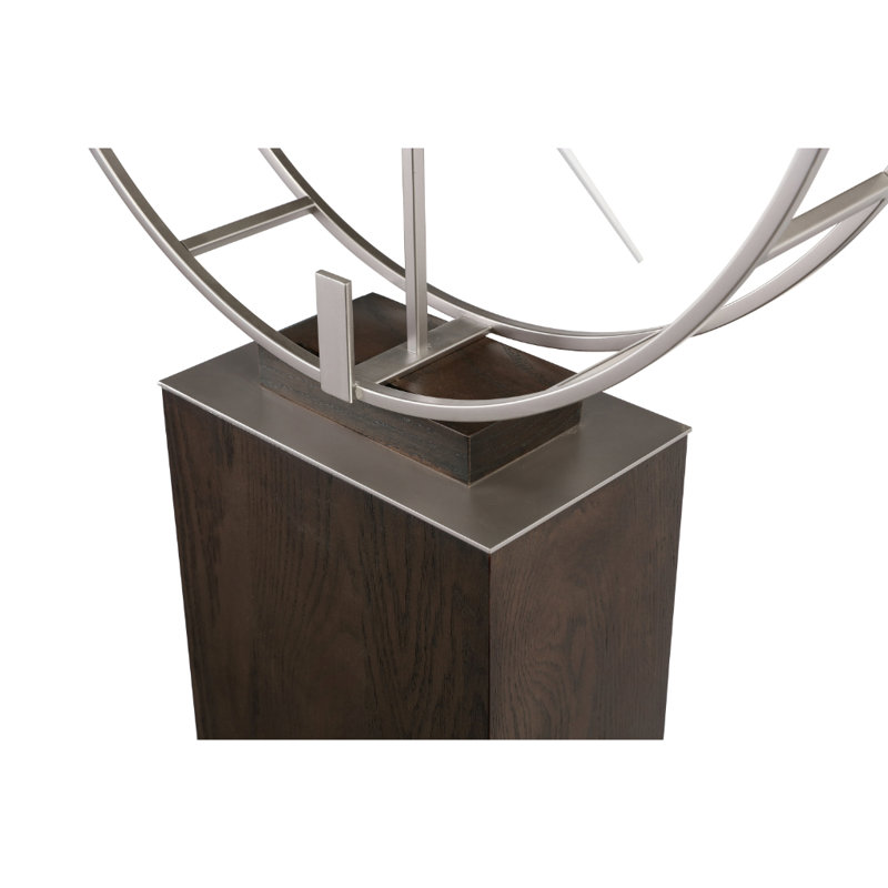 Horloge grand-père moderne Juno III, cadran surdimensionné de 24 pouces, mouvement à quartz à balayage continu, accents nickel satiné