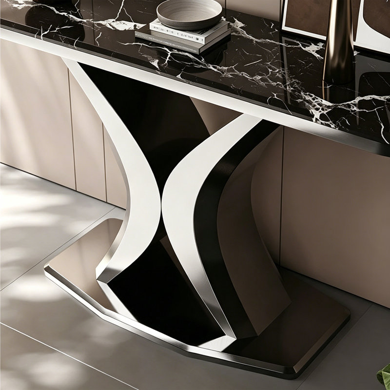 Console légère en pierre frittée de style luxueux., 33.4" H x 78.7" W x 13.7" D