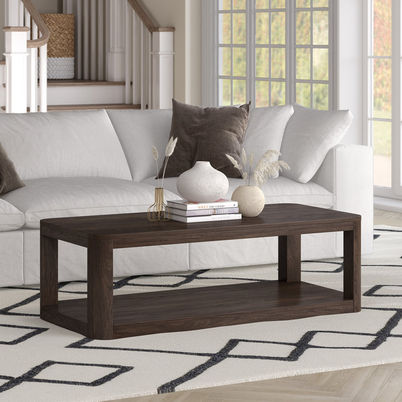 Analisia 47" Wide Rectangular Coffee Table in Alder, Brown