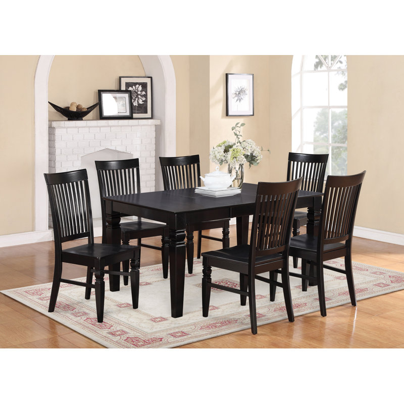 Ensemble de salle à manger 5 pièces pour 4 personnes comprenant une table de cuisine rectangulaire avec rallonge papillon et 4 chaises de salle à manger, 107 x 152 cm, noir