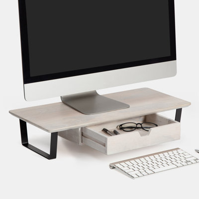 Giannah Wood Monitor Stand with Drawer
