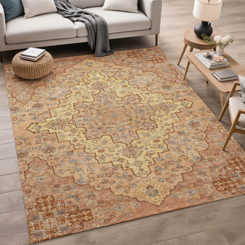 Tapis lavable à la machine intérieur / extérieur ACN2486, Cuivre, 2 pi 6 po x 3 pi 10 po