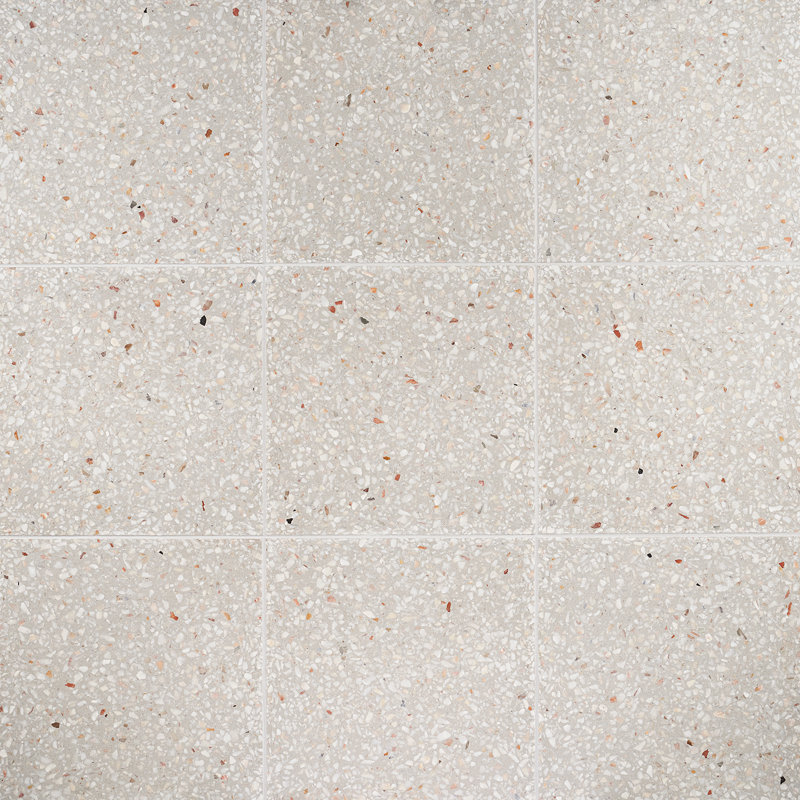 True Terrazzo 16x16 Polished Terrazzo Tile, Dove Gray