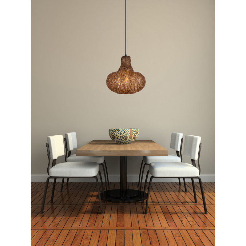 Luminaire suspendu simple 1 lumières Teegan, Noir/café