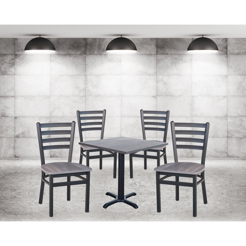 Lima 17.25'' H Metal Dining Chair, Sand Black, Chestnut/Black
