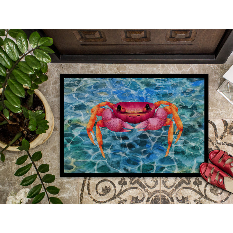 Tapis de porte d’extérieur anti-dérapant crabe, Rectangulaire : 18 po x 27 po
