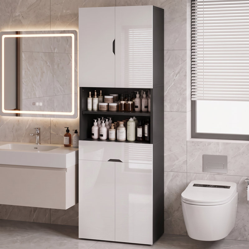 Freestanding 60cm W Bathroom Storage Cabinet, Black