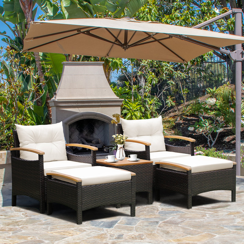 Vavra Polyethylene (PE) Wicker 4 - Person Seating Group with Cushions