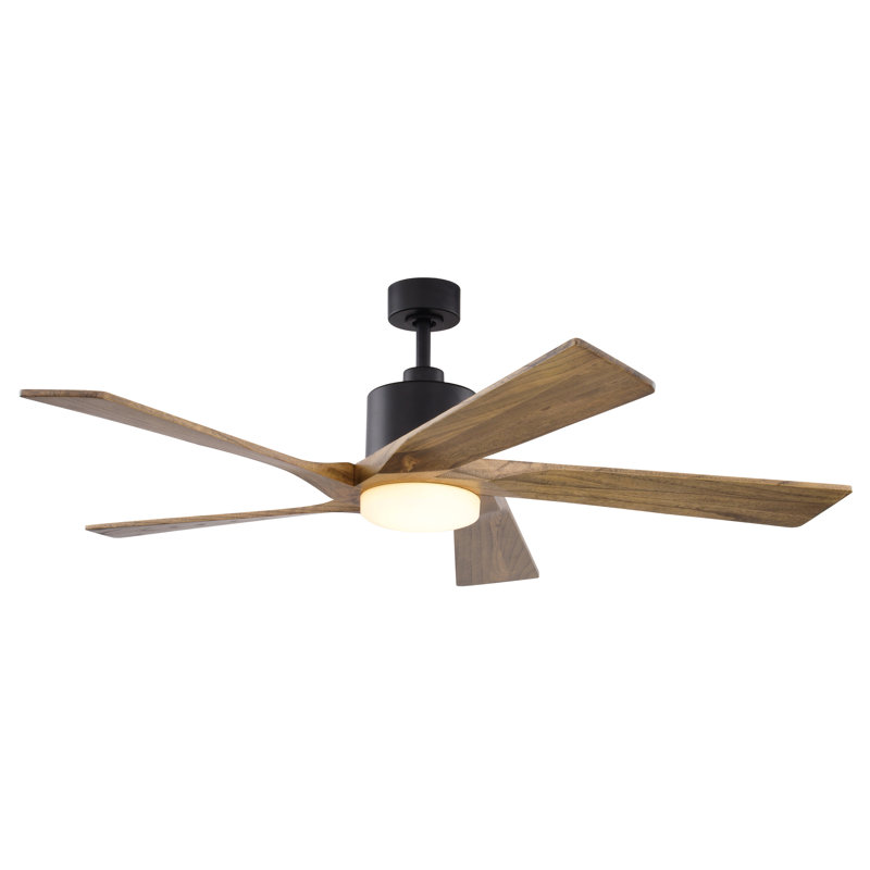 Darvis 60 in. Black Indoor Outdoor Rod Mount Contemporary Ceiling Fan with Dark Elm Blades, Dimmable Integrated LED Light Kit and Remote Control Included, 6 Speeds, Energy Efficient DC Motor