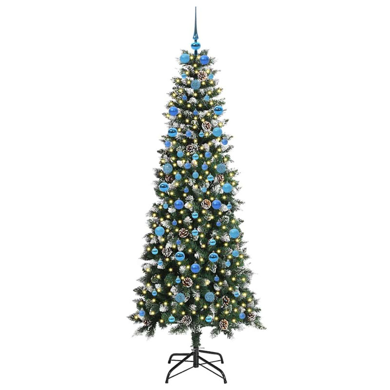 Artificial Christmas Tree with 300 LEDs Green, 6.89' H, Blue