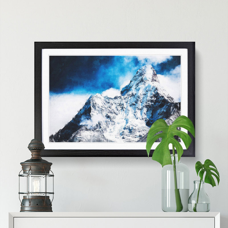 Mount Everest - Picture Frame Graphic Art Print, 33cm H x 45cm W x 2cm D, Black Framed