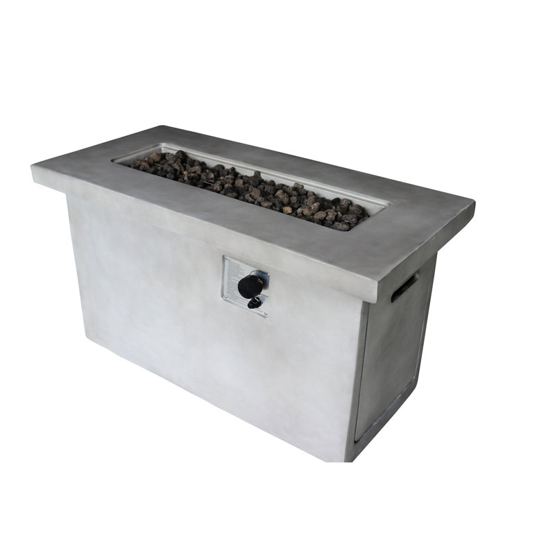 Concrete Outdoor Fire Pit With Propane/natural Gas, 24'' H, 50000 , Gray Modern Finish H Table, Rustproof, Look