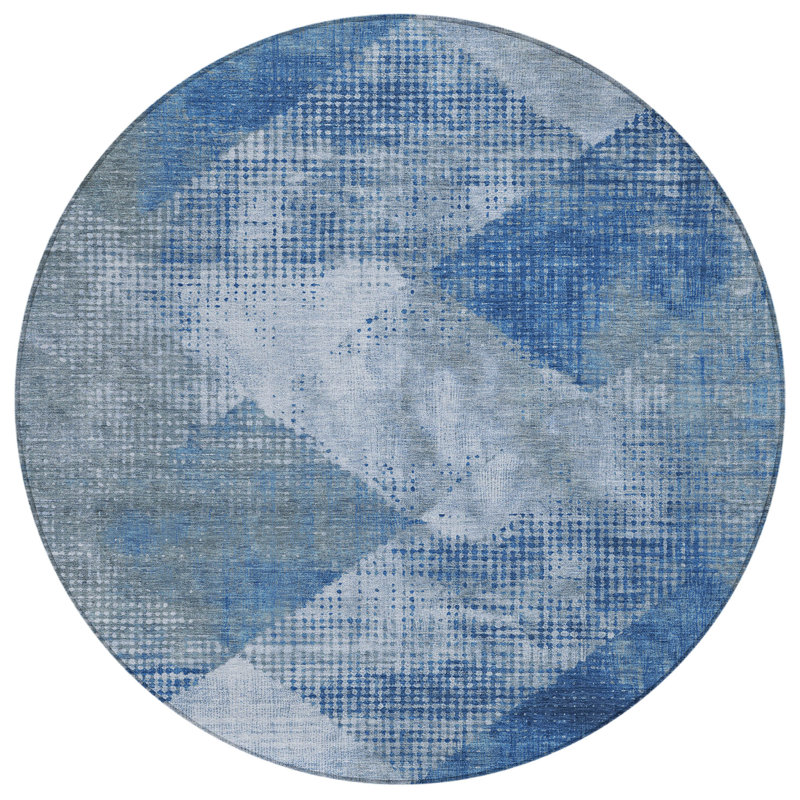 Arvaya Blue Washable Indoor-Outdoor Rug - , 8' x 8'